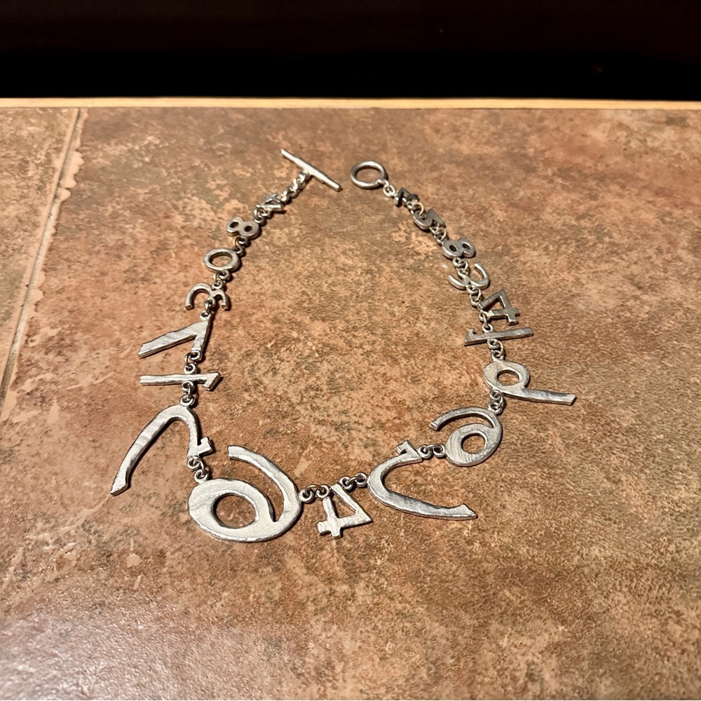 SOLD! Vintage Biche De Bere Silver Numbers Necklace Made In France